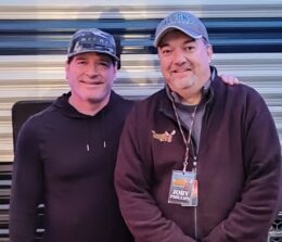 Jerrod Niemann and The Moose's Joby Phillips backstage before the show.