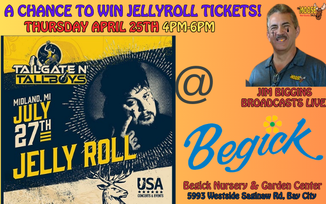 A chance to win tickets to see Jellyroll @ Tailgate & Tallboys with Begick Nursery and Garden Center!