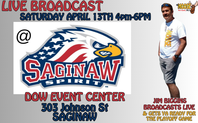 <h1 class="tribe-events-single-event-title">LIVE BROADCAST BEFORE THE SAGINAW SPIRIT PLAYOFF GAME</h1>